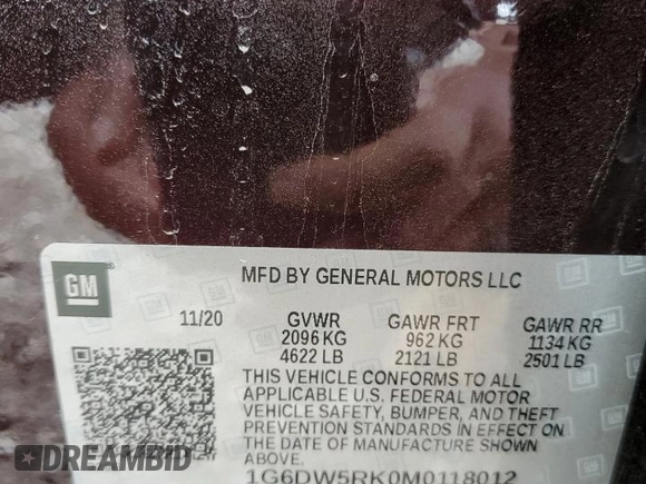 2021 Cadillac CT5 Luxury with VIN 1G6DW5RK0M0118012, listed as a Copart auction lot 78500434 with Not Provided miles and Salvage Title. Bid and sale history available at DreamBid. Image 13.