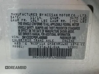 2015 Nissan Note SV with VIN 3N1CE2CP0FL400500, listed as a Copart auction lot 54735305 with 156,202 mi miles and Salvage Title. Bid and sale history available at DreamBid. Image 12.