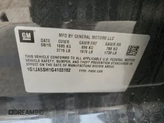 2016 Chevrolet Sonic LS z VIN 1G1JA5SH1G4103182, wystawiony jako Copart lot #59205495 z przebiegiem 107 537 mil mil oraz Szkoda całkowita • Salvage title. Historia ofert i sprzedaży dostępna na DreamBid. Obrazek 12.