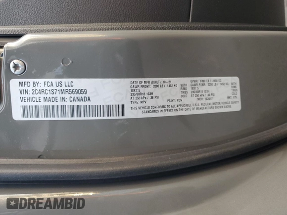 2021 Chrysler Pacifica Hybrid Limited z VIN 2C4RC1S71MR569059, wystawiony jako Copart lot #81278244 z przebiegiem 27 662 mil mil oraz Szkoda całkowita • Salvage title. Historia ofert i sprzedaży dostępna na DreamBid. Obrazek 14.
