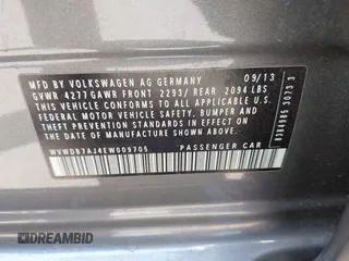 2014 Volkswagen Golf with VIN WVWDB7AJ4EW009705, listed as a IAAI auction lot 42495925 with 73,595 mi miles and . Bid and sale history available at DreamBid. Image 9.