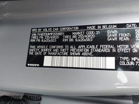 2023 Volvo XC40 Ultimate with VIN YV4ED3UM1P2058851, listed as a IAAI auction lot 42525409 with 11,626 mi miles and . Bid and sale history available at DreamBid. Image 9.
