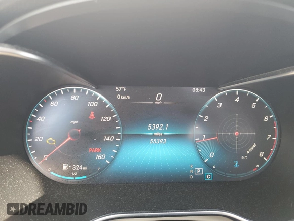 2021 Mercedes-Benz C 300 with VIN W1KWF8EB4MR637322, listed as a Copart auction lot 59097045 with 55,393 mi miles and Salvage title. Bid and sale history available at DreamBid. Image 9.