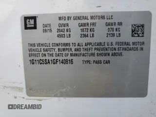 2016 Chevrolet Malibu Limited LT with VIN 1G11C5SA1GF140816, listed as a Copart auction lot 46088105 with 0 mi miles and Salvage Title. Bid and sale history available at carsss.com. Image 13.