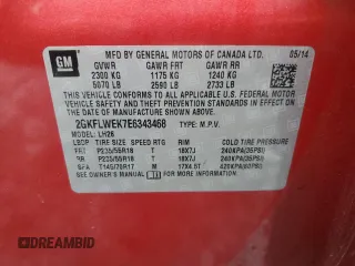 2014 GMC Terrain SLE z VIN 2GKFLWEK7E6343468, wystawiony jako Copart lot #60790525 z przebiegiem 152 488 mil mil oraz Czysty tytuł • Clean title. Historia ofert i sprzedaży dostępna na DreamBid. Obrazek 13.