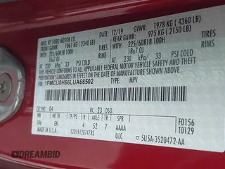 2020 Ford Escape SEL with VIN 1FMCU0H66LUA68502, listed as a IAAI auction lot 41561203 with 140,004 mi miles and . Bid and sale history available at carsss.com. Image 9.
