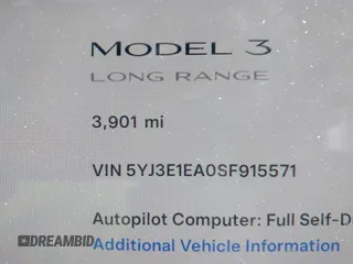 2025 Tesla Model 3 Long Range z VIN 5YJ3E1EA0SF915571, wystawiony jako IAAI lot #42247609 z przebiegiem 3 901 mil mil oraz . Historia ofert i sprzedaży dostępna na DreamBid. Obrazek 16.