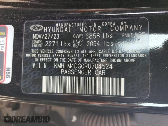 2024 Hyundai Elantra SEL with VIN KMHLM4DG0RU704524, listed as a Copart auction lot 53570285 with 14,045 mi miles and Salvage Title. Bid and sale history available at carsss.com. Image 12.