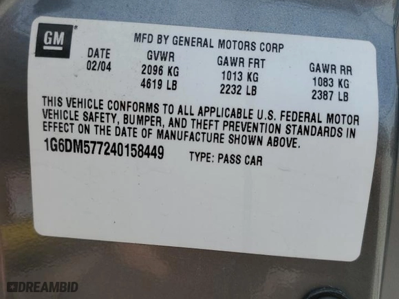 2004 Cadillac CTS with VIN 1G6DM577240158449, listed as a Copart auction lot 48005145 with 123,792 mi miles and Non Repairable. Bid and sale history available at carsss.com. Image 12.