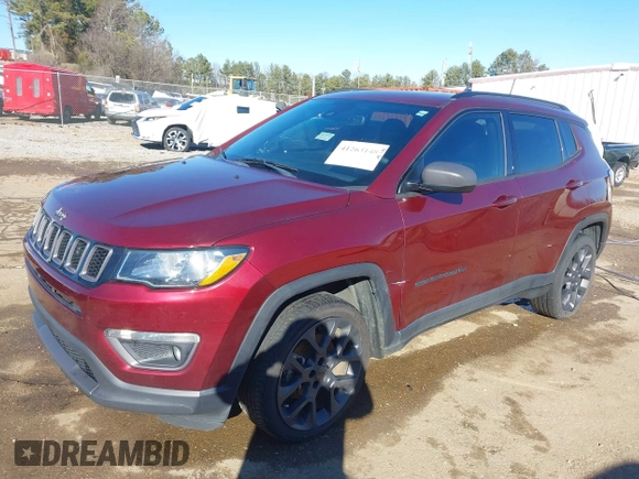 2021 Jeep Compass 80th Anniversary with VIN 3C4NJCEB1MT549133, listed as a IAAI auction lot 41263148 with 88,280 mi miles and . Bid and sale history available at carsss.com. Image 6.