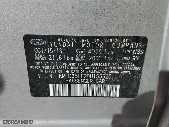 2013 Hyundai Elantra GT with VIN KMHD35LE2DU155625, listed as a Copart auction lot 49136955 with 123,329 mi miles and Salvage Title. Bid and sale history available at carsss.com. Image 12.