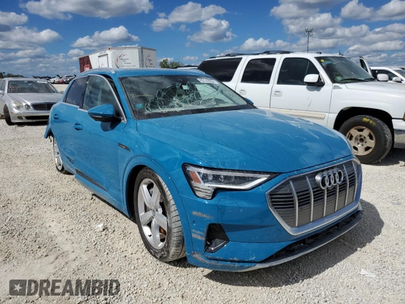 2019 Audi e-tron Premium Plus z VIN WA1LAAGE0KB013270, wystawiony jako Copart lot #63142252 z przebiegiem Nie podano mil oraz . Historia ofert i sprzedaży dostępna na DreamBid. Obrazek 1.