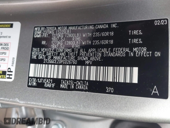 2023 Lexus NX with VIN 2T2GGCEZ0PC026760, listed as a IAAI auction lot 41242637 with 25,300 mi miles. Bid and sale history available at carsss.com. Image 9.