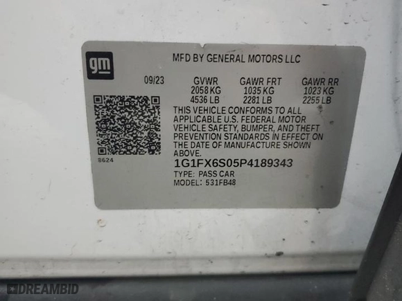 2023 Chevrolet Bolt EV 2LT with VIN 1G1FX6S05P4189343, listed as a Copart auction lot 47359015 with NaN miles and Non Repairable. Bid and sale history available at carsss.com. Image 12.