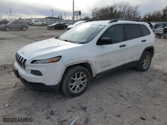 2017 Jeep Cherokee Sport with VIN 1C4PJLAB8HW607320, listed as a Copart auction lot 89168975 with 129,298 mi miles and Salvage Title. Bid and sale history available at carsss.com. Image 1.