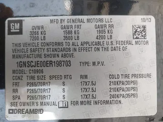 2014 Chevrolet Suburban LT with VIN 1GNSCJE00ER198703, listed as a IAAI auction lot 41952805 with 228,579 mi miles and . Bid and sale history available at DreamBid. Image 9.