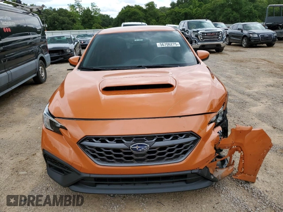 2023 Subaru WRX with VIN JF1VBAA62P9817958, listed as a Copart auction lot 56706275 with 17,717 mi miles and Salvage title. Bid and sale history available at DreamBid. Image 5.
