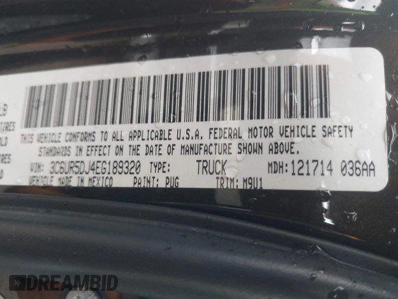2014 Ram 2500 Big Horn with VIN 3C6UR5DJ4EG189320, listed as a IAAI auction lot 42287502 with 163,728 mi miles and . Bid and sale history available at DreamBid. Image 9.