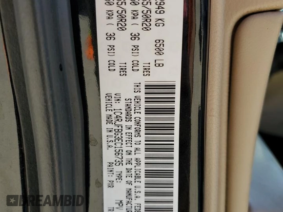 2014 Jeep Grand Cherokee Limited z VIN 1C4RJFBG3EC156735, wystawiony jako Copart lot #49113995 z przebiegiem 121 547 mil mil oraz Szkoda całkowita • Salvage title. Historia ofert i sprzedaży dostępna na DreamBid. Obrazek 13.