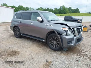 2019 Nissan Armada Platinum z VIN JN8AY2NF3K9351025, wystawiony jako IAAI lot #42270227 z przebiegiem 105 621 mil mil oraz . Historia ofert i sprzedaży dostępna na DreamBid. Obrazek 1.