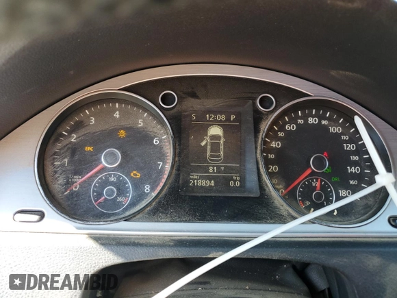 2012 Volkswagen CC Sport PZEV with VIN WVWMP7AN8CE500902, listed as a Copart auction lot 67973804 with 218,894 mi miles and Salvage Title. Bid and sale history available at carsss.com. Image 9.