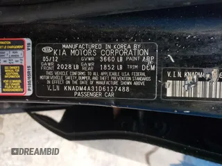 2013 Kia Rio LX with VIN KNADM4A31D6127488, listed as a Copart auction lot 51660205 with 77,357 mi miles and Salvage Title. Bid and sale history available at carsss.com. Image 12.