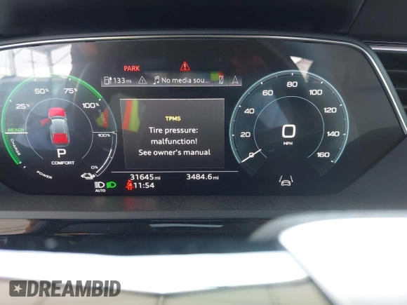 2021 Audi e-tron Premium Plus with VIN WA1LAAGE4MB038563, listed as a IAAI auction lot 42422063 with 31,645 mi miles and . Bid and sale history available at DreamBid. Image 7.