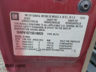 2005 Chevrolet Suburban Z71 with VIN 3GNFK16Z15G148829, listed as a Copart auction lot 61600315 with 172,345 mi miles and Salvage title. Bid and sale history available at DreamBid. Image 13.