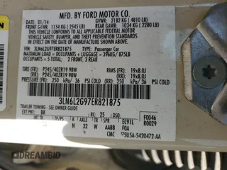 2014 Lincoln MKZ with VIN 3LN6L2G97ER821875, listed as a Copart auction lot 52415175 with 189,544 mi miles and Salvage Title. Bid and sale history available at DreamBid. Image 14.