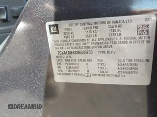 2013 GMC Terrain SLE with VIN 2GKALMEK8D6309200, listed as a IAAI auction lot 41852959 with 112,102 mi miles. Bid and sale history available at carsss.com. Image 9.