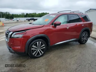 2024 Nissan Pathfinder Platinum z VIN 5N1DR3DK2RC261898, wystawiony jako Copart lot #58202745 z przebiegiem 5 343 mil mil oraz Szkoda całkowita • Salvage title. Historia ofert i sprzedaży dostępna na DreamBid. Obrazek 1.