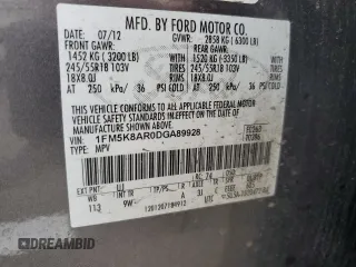 2013 Ford Utility Police Interceptor with VIN 1FM5K8AR0DGA89928, listed as a Copart auction lot 71360004 with 194,209 mi miles and Salvage Title. Bid and sale history available at carsss.com. Image 13.
