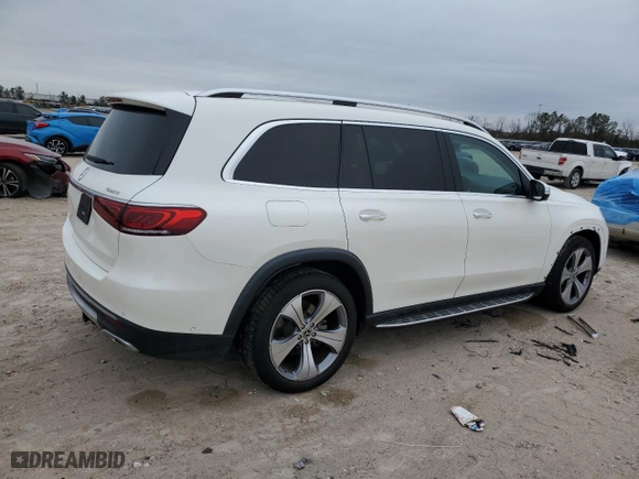 2021 Mercedes-Benz GLS with VIN 4JGFF5KE9MA420530, listed as a Copart auction lot 46127365 with 5,743 mi miles and Salvage Title. Bid and sale history available at carsss.com. Image 3.