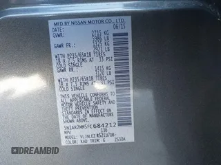 2015 Nissan Pathfinder Platinum with VIN 5N1AR2MM5FC684212, listed as a IAAI auction lot 41832912 with 157,465 mi miles and . Bid and sale history available at DreamBid. Image 9.
