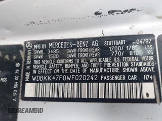 1998 Mercedes-Benz SLK 230/320 z VIN WDBKK47F0WF020242, wystawiony jako IAAI lot #41913424 z przebiegiem Nie podano mil oraz . Historia ofert i sprzedaży dostępna na DreamBid. Obrazek 9.