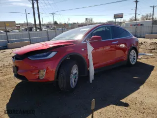 2020 Tesla Model X Long Range with VIN 5YJXCDE29LF261267, listed as a Copart auction lot 48111043 with 0 mi miles. Bid and sale history available at carsss.com. Image 1.