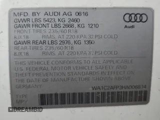 2017 Audi Q5 Premium with VIN WA1C2AFP3HA006814, listed as a Copart auction lot 81923714 with 105,235 mi miles and Salvage Title. Bid and sale history available at carsss.com. Image 14.