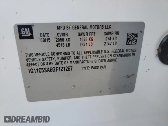 2016 Chevrolet Malibu Limited LT with VIN 1G11C5SA6GF121257, listed as a Copart auction lot 76169654 with 0 mi miles and Salvage Title. Bid and sale history available at carsss.com. Image 13.