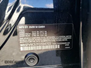 2015 BMW M5 with VIN WBSFV9C57FD594703, listed as a Copart auction lot 37756913 with 165,305 mi miles. Bid and sale history available at carsss.com. Image 12.