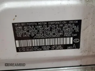 2009 Lexus IS 250 z VIN JTHCK262392028533, wystawiony jako Copart lot #57808545 z przebiegiem 111 279 mil mil oraz Szkody całkowita. Historia ofert i sprzedaży dostępna na DreamBid. Obrazek 13.