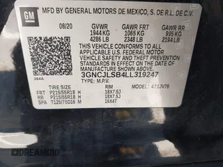 2020 Chevrolet Trax LT z VIN 3GNCJLSB4LL319247, wystawiony jako IAAI lot #42022250 z przebiegiem 74 877 mil mil oraz . Historia ofert i sprzedaży dostępna na DreamBid. Obrazek 9.