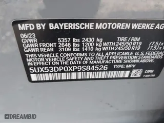 2023 BMW X3 xDrive30i with VIN 5UX53DP0XP9S84526, listed as a IAAI auction lot 41727224 with 34,307 mi miles. Bid and sale history available at carsss.com. Image 9.