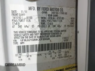 2012 Ford Expedition XL с VIN 1FMJU1G58CEF20028, выставлен на аукционе IAAI как лот 42646650 с пробегом 69 995 миль миль и . История ставок и продаж доступна на DreamBid. Изображение 9.