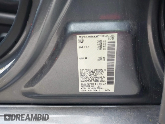 2016 Nissan Altima SL z VIN 1N4BL3AP9GC153052, wystawiony jako IAAI lot #42146199 z przebiegiem 63 793 mil mil oraz . Historia ofert i sprzedaży dostępna na DreamBid. Obrazek 9.