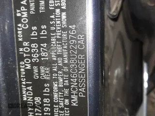 2008 Hyundai Accent GLS with VIN KMHCN46C38U229764, listed as a Copart auction lot 41918725 with 0 mi miles and Salvage Title. Bid and sale history available at carsss.com. Image 12.
