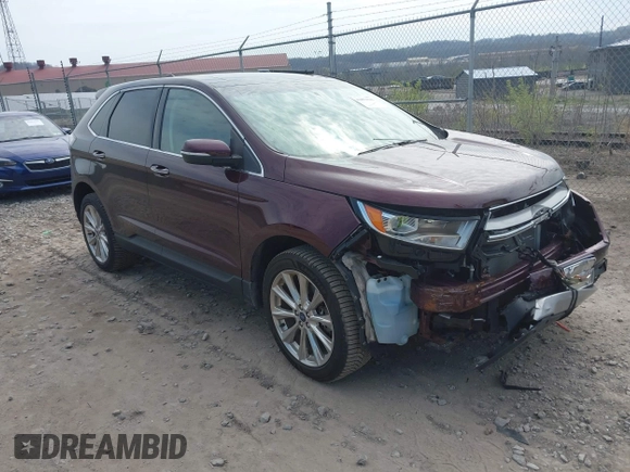 2017 Ford Edge Titanium with VIN 2FMPK4K81HBB51275, listed as a IAAI auction lot 42072543 with 90,912 mi miles. Bid and sale history available at carsss.com. Image 1.