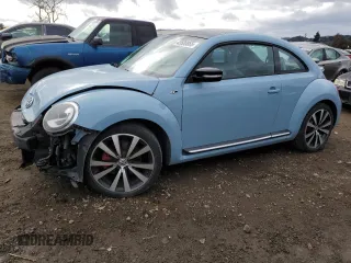 2014 Volkswagen Beetle Turbo R-Line with VIN 3VWVT7AT5EM635862, listed as a Copart auction lot 43500865 with 58,412 mi miles and Salvage Title. Bid and sale history available at DreamBid. Image 1.