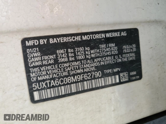 2021 BMW X5 xDrive45e with VIN 5UXTA6C08M9F62790, listed as a Copart auction lot 53031415 with 78,588 mi miles and Salvage title. Bid and sale history available at DreamBid. Image 13.