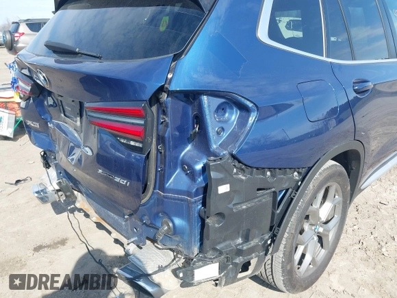 2023 BMW X3 xDrive30i with VIN 5UX53DP00P9R59770, listed as a IAAI auction lot 42054590 with 21,287 mi miles and . Bid and sale history available at DreamBid. Image 19.