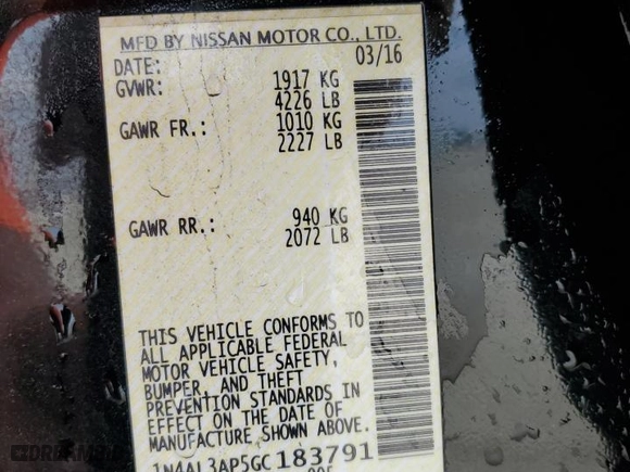 2016 Nissan Altima 2.5 SL with VIN 1N4AL3AP5GC183791, listed as a Copart auction lot 45189505 with 111,988 mi miles and Salvage Title. Bid and sale history available at carsss.com. Image 13.